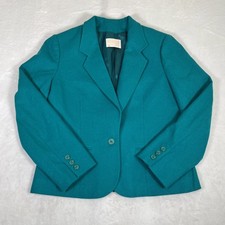 Vintage Pendleton 100 Virgin Wool Blazer Womens Size 12 Teal Lined Made In USA