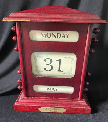 Vintage Greg Brothers Perpetual Scrolling Desk Calendar Wood Works w/Instruction