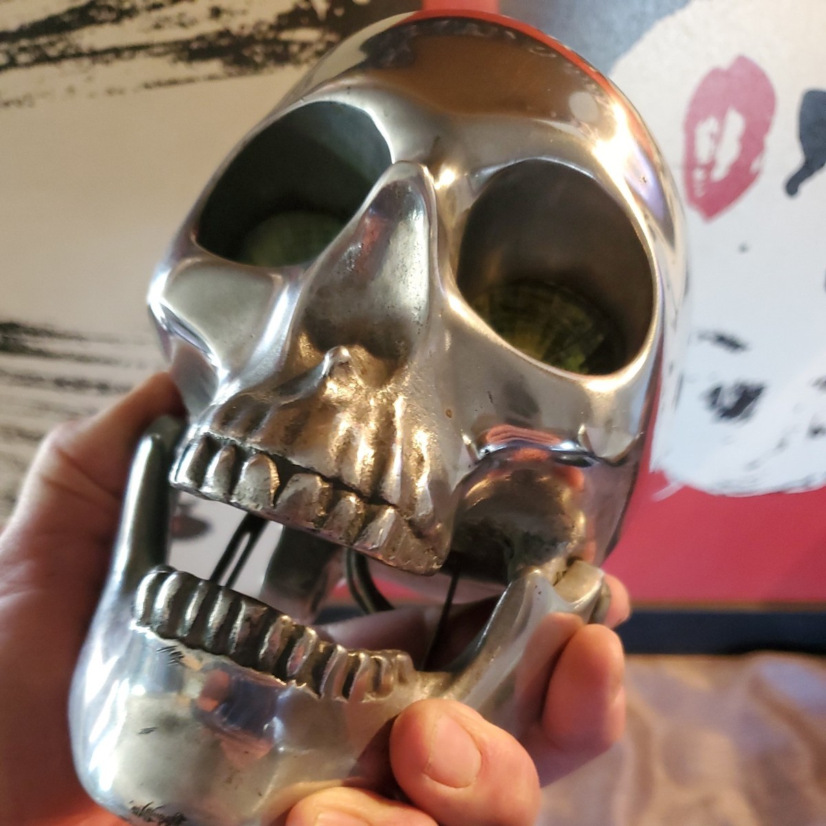 HEADWINDS Polished Aluminum SKULL Headlight Custom Chopper Harley