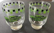 (2) 1967 Checker Marathon Automobile Cocktail Glasses 10 oz Nice Never Used
