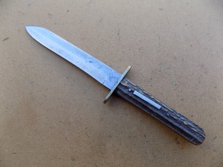 Old Antique Venture Slaters Sheffield Stag Handle Bowie Hunter Knife