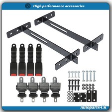 For EZGO Yamaha Club Car 4 Retractable Golf Cart Seat Belts and Bracket Kit