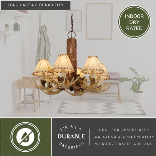 Vaxcel Lighting CH33006 Lodge 6 Light Chandelier - Noachian Stone - Picture 4 of 7