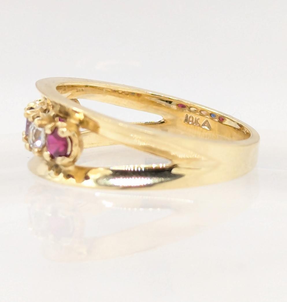 10K Solid Yellow Gold 3.9g Ruby Topaz Garnet Gems… - image 8