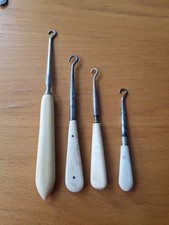 4 X Victorian Bone Handled Button Hooks  Longest 17cm