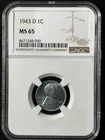 1943-D  1C Lincoln Wheat One Cent  NGC MS65  8671268-050