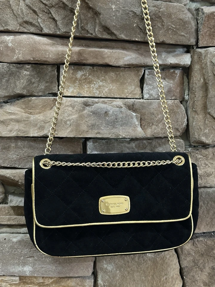 MICHAEL KORS JET SET QUILTED BLACK LEATHER SHOULDER BAG CHAIN CROSSBODY - Image 2 of 4