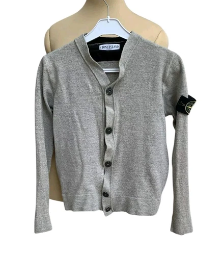 Cardigan uomo Stone Island grigio misto lana con bottoni taglia S Italia #Z34