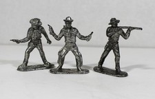 Lot 3 VTG Cereal Toy Cowboy Figures Plastic Metallic Finish Made in Hong Kong
