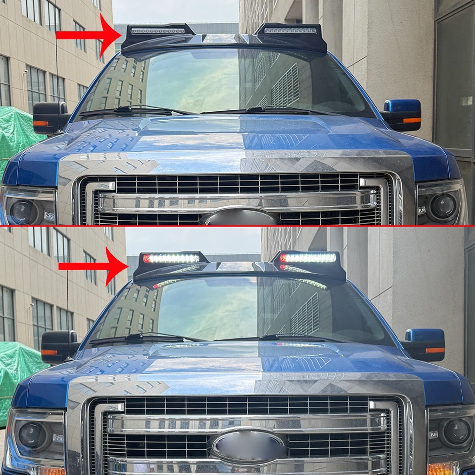 For 2009-2014 Ford F150 F-150 Roof Top Spoiler Light Spotlights Lamp Bar LED DRL Foto 2 de 4