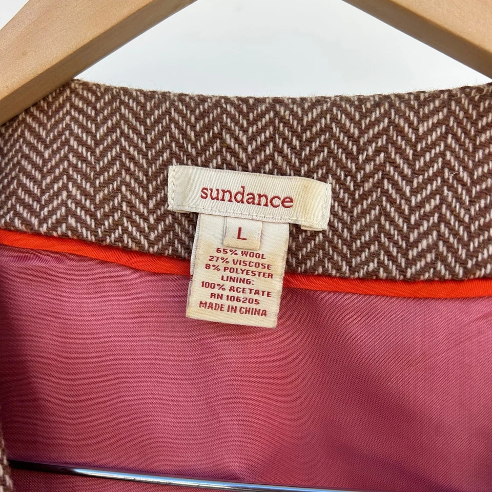 Жилет шерстяной Sundance в елочку розовый коричневый на пуговицах спереди большой - Изображение 3 из 4