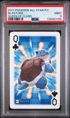 2017 POKEMON AS PLAYING CARDS QUEEN OF CLUBS BLASTOISE PSA 9