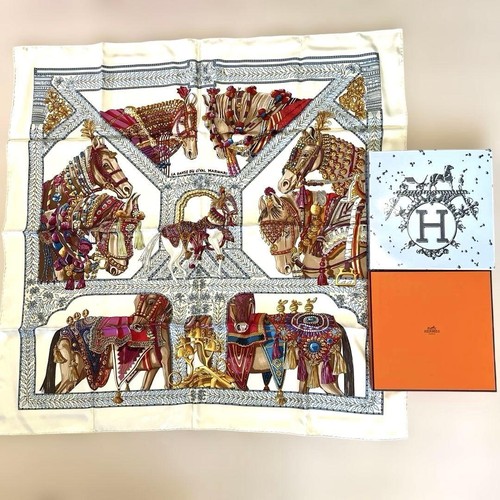 Hermes Silk Scarf Kare 140 Marwari Horse Pink/Cream Unused
