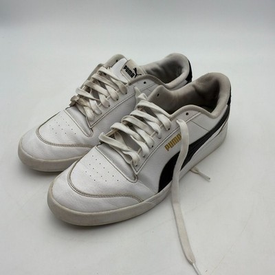 Puma Shuffle Mens Size 9.5 White Black Athletic Leather Walking Shoes Sneakers
