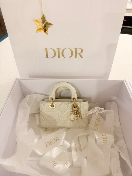 Dior Lady D-Joy Micro bag Latte white Cannage Lambskin with Heart Motif
