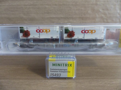 Minitrix N 15493 vierachsiger Containertragwagen der Bauart Sgns "coop®" | Condition: Neu