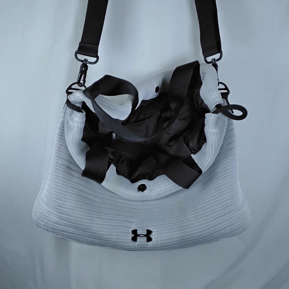 Under Armour White and Black Crossbody Gym Tote Bag