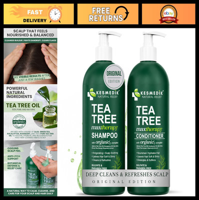 Tea Tree Oil Shampoo & Conditioner Set - Refresh Itchy Scalp, Deep Clean Oily Ha