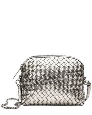Dragon Diffusion Chunky Fellini Leather & Straw Pochette Women's Grey