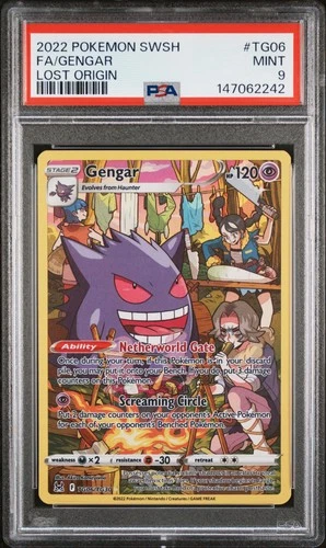 2022 POKEMON SWORD & SHIELD LOST ORIGIN #TG06 FULL ART/GENGAR PSA 9