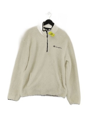 Champion Herren Pullover XL Creme Polyester mit Baumwolle Mock Neck Pulli