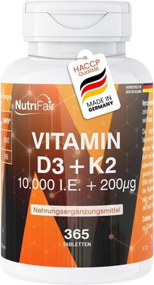 Vitamin D3 + K2-365 Tabletten - 10.000 I.E. - Hochdosiert
