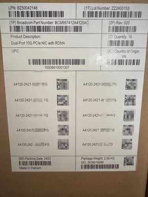 New Broadcom BCM957412A4120AC BCM57412 P210P 25GG Network Card BCM57412