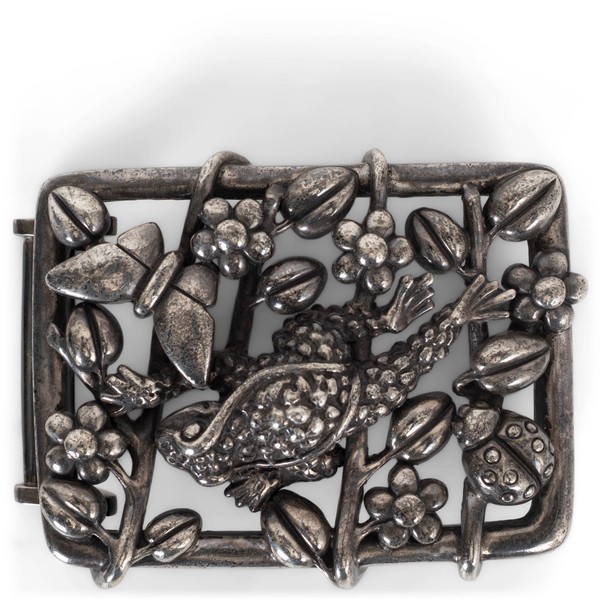 73021 authentische KIESELSTEIN-KORDEL Sterlingsilber GARTENTODE Gürtelschnalle