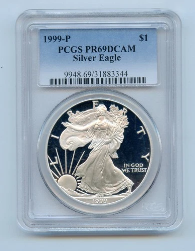 1999-P Proof American Silver Eagle 1 OZ PCGS PR69 DCAM
