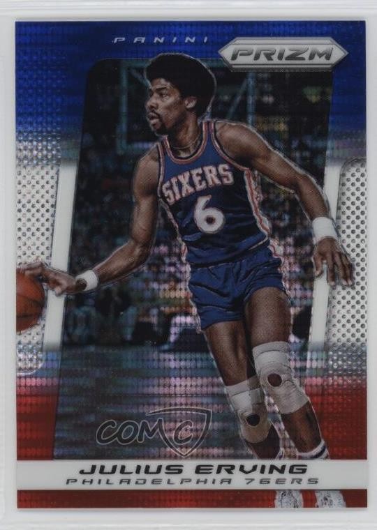 2013-14 Panini Prizm Blue White & Red Pulsar Prizm Julius Erving #65 HOF 0hr4