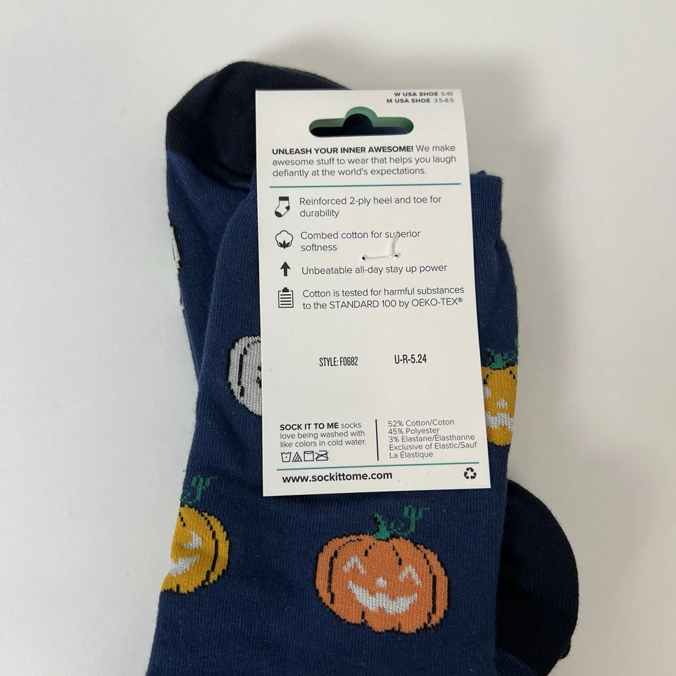 Calcetín hasta la rodilla - Vamos a encender - Brilla en la oscuridad Calabazas Otoño Halloween Foto 4 de 4