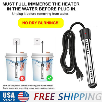 110-125V AC Immersion Water Heater,1500W Submersible Portable Electric Heaters