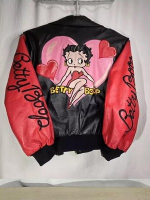 Vintage Betty Boop Leather Varsity Jacket Retro 90s Cartoon Bomber