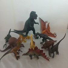 Lot of 11 Vintage  Plastic Dinosaurs Imperial T Rex  and Various other 1980's