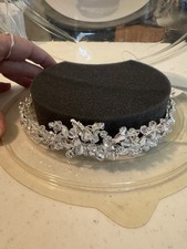 David's Bridal Crystal Tiara Silver Rhinestone Flowers 4595-0441