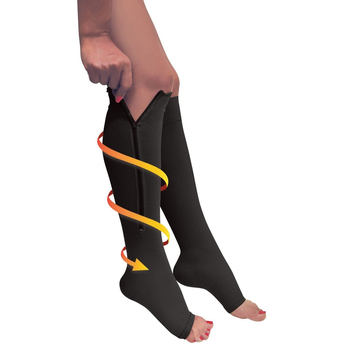 Zipper Compression Socks Ankle Foot Support Open Toe Compression  Stockings