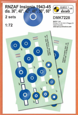 Mark I Decals 1/72 New Zealand RNZAF Insignia Flags Waterslide 2 Sheets DMK7228