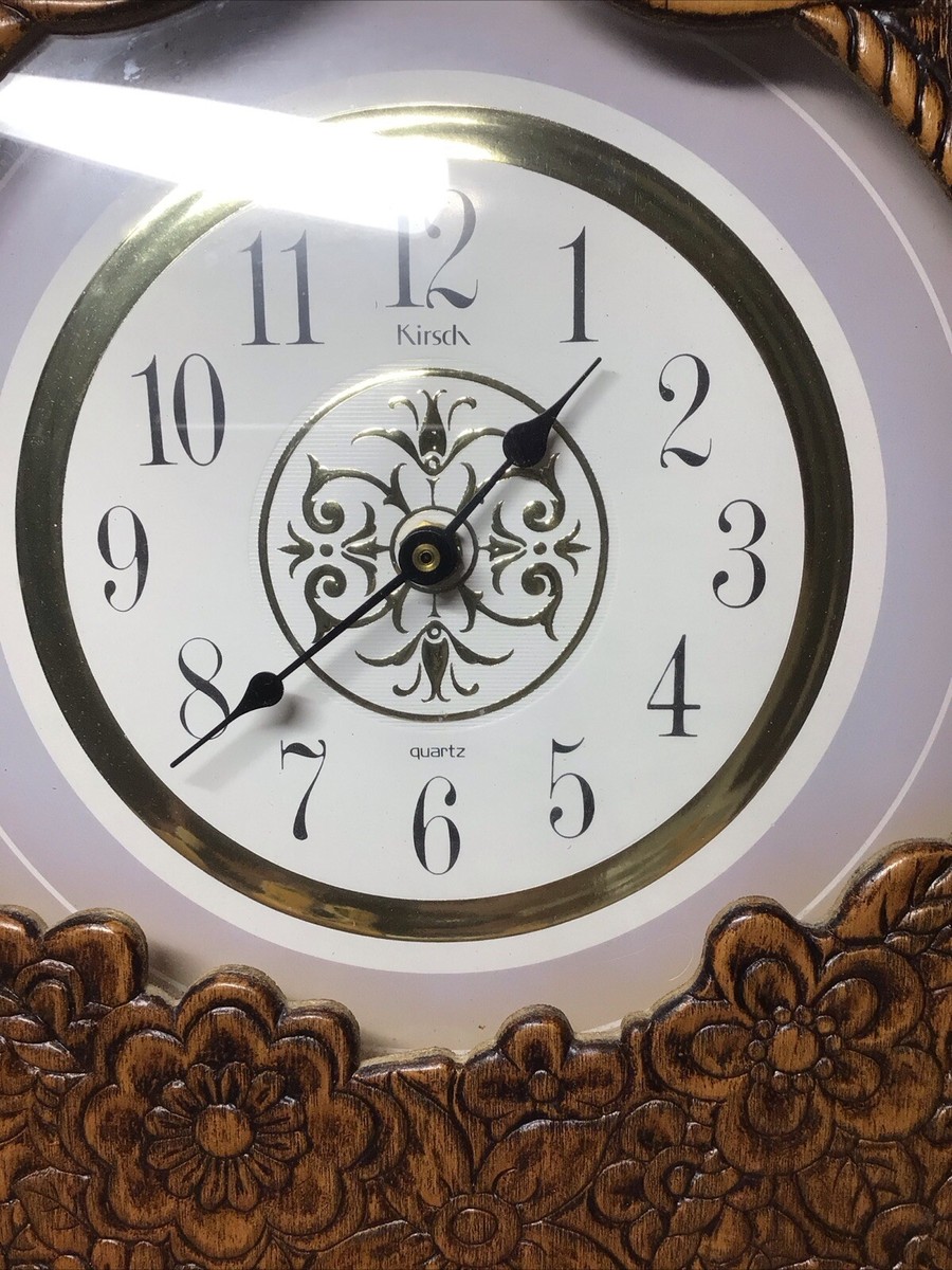 Vtg Pressed Wood KIRSCH QUARTZ wall Clock 19.5 X 15.5 X 2.75