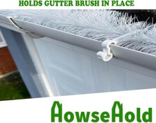Gutter Brush Leaf & Moss Guard Fixing Clips WHITE (Pack of 20)