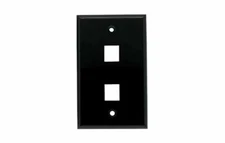 2 Port Hole Keystone Snap-In Insert Jack HDMI RJ45 1-Gang Wall Plate Black