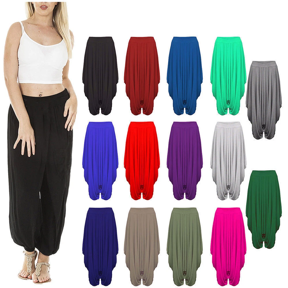 Womens Ladies Gathered Draped Baggy Harem Pants Trousers Lagenlook Alibaba 8-26