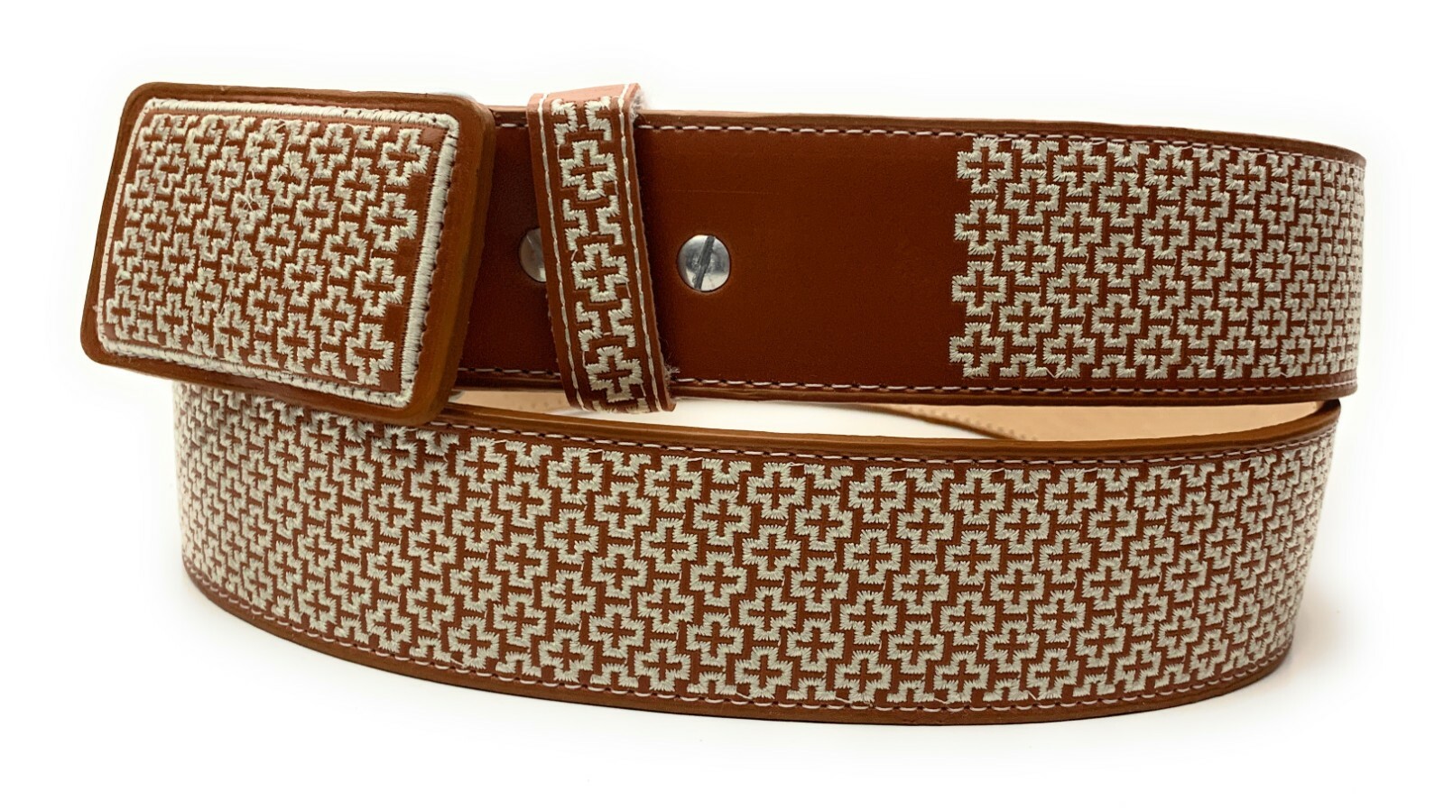 CINTO CHARRO BORDADO PITIADO STYLE. MENS WESTERN BELT. VAQUERO LEATHER BELT