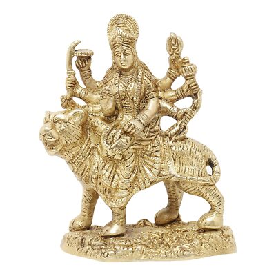 Göttin Durga Selten Statue Prunkstück für Heim Büro Dekor Brown