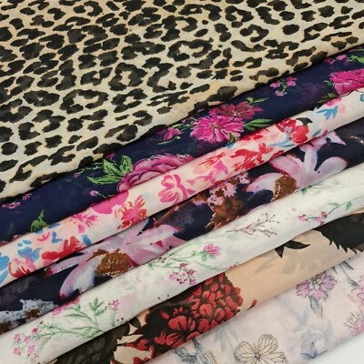 TEXTILE STATION Floral Crepe Chiffon Material Dress Craft Decor Fabric 44" Meter
