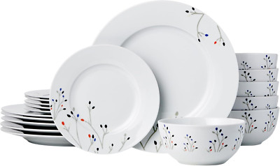 Elegant 18-Piece Dinnerware Set for 6 - Plates, Bowls & Dishes with Branch Desig