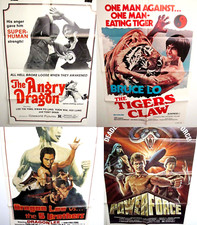 4x GROUP LOT Vintage 1970s KUNG-FU Wild MARTIAL ARTS 41x27 Posters FREE SHIPPING