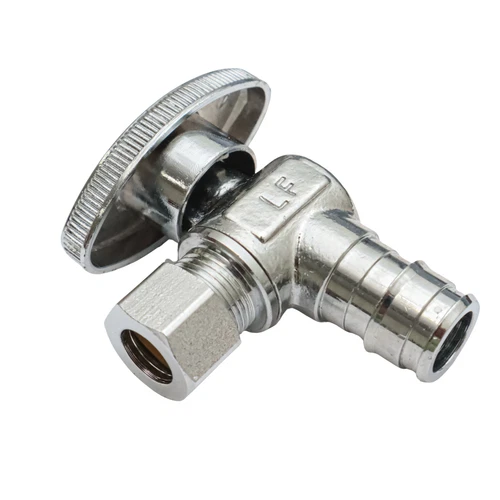 S10340 1/2" PEX x 3/8" OD Quarter Turn Angle Supply Stop WIRSBO STYLE Chrome - Picture 1 of 2