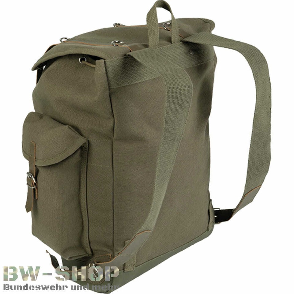 BUNDESWEHR GEBIRGSRUCKSACK 35L OLIV ALTE ART MIT LEDERRIEMEN BW OUTDOOR ...