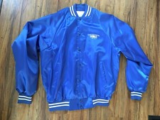 Vintage Blue Satin Bomber Jacket - Valley Auto Electric - GM AC Delco Autmotive