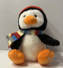 Russ Berrie Shining Stars Plush Winter Penguin In Hat & Scarf 9" No Code 2006